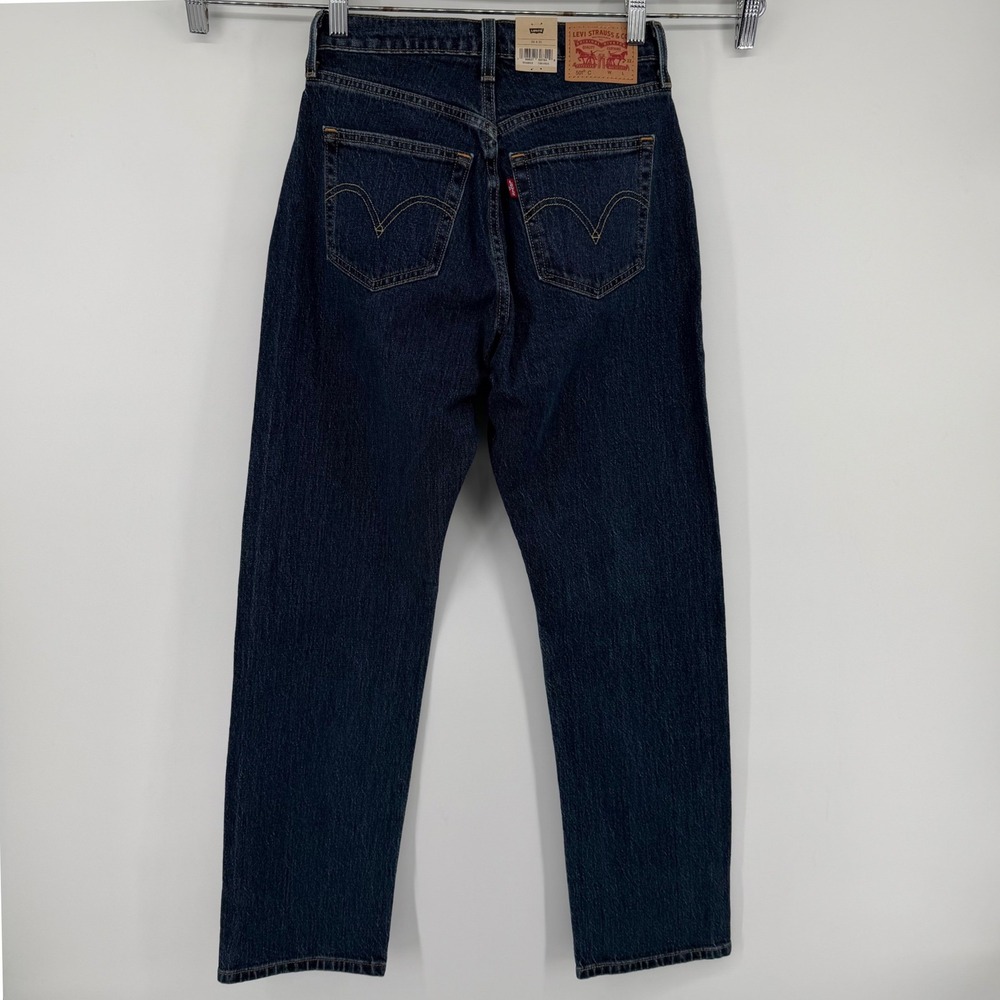 Levi's Jeans Womens 26x30 Dark Indigo 501 Curve Straight Leg High Rise Stretch - Picture 2 of 11